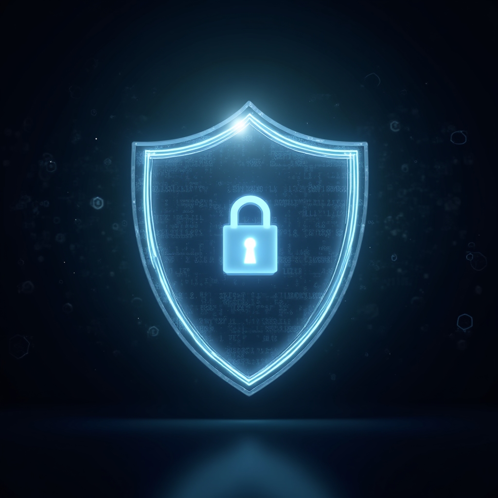 Concept de securitate cibernetică cu scut digital și date criptate